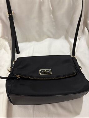 Kate Spade Black Nylon Crossbody with Gold Hardware Accent